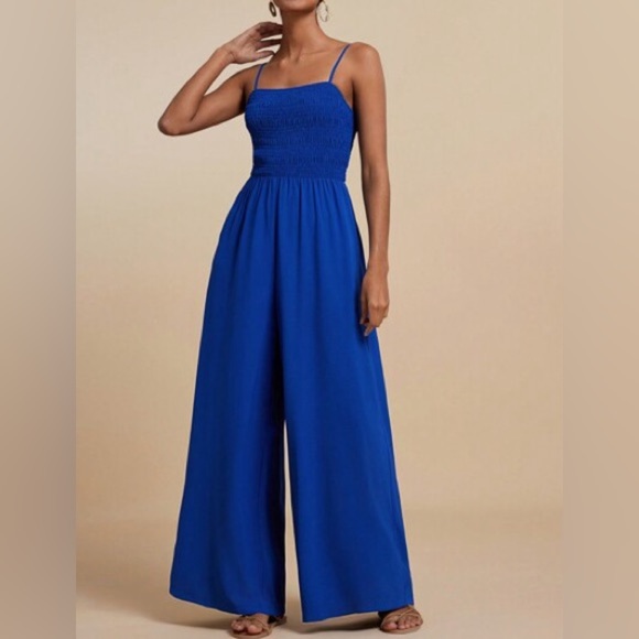 Royal Blue Jumpsuit with Wide-Leg Design - Picture 1 of 4